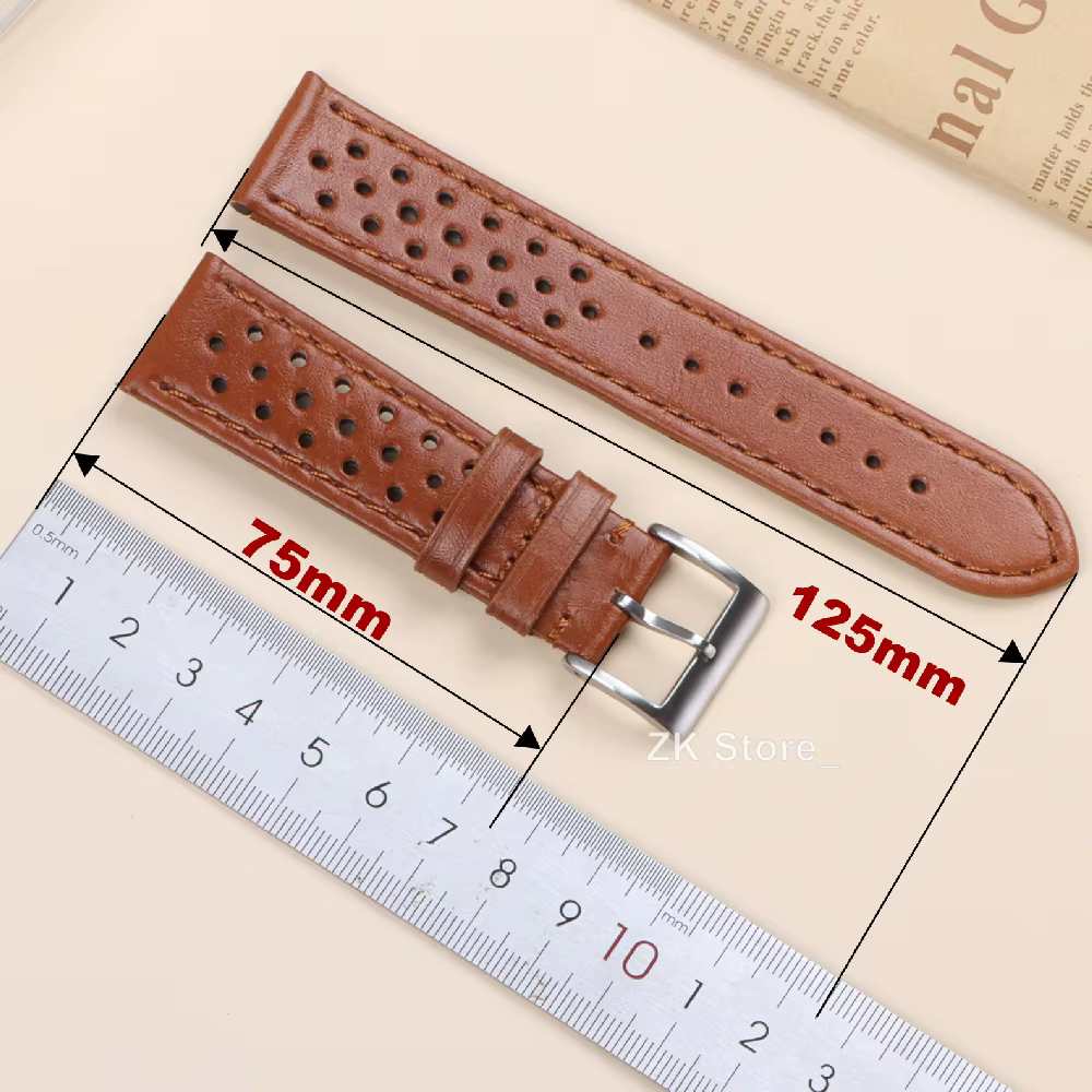 Bracelet de montre en cuir de vachette respirant pour hommes et femmes