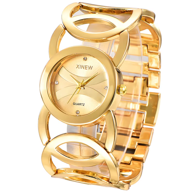 Femmes grande marque originale XINEW 6438 montres dames décontracté doré luxe Quartz Bracelets montre Relogios Feminino mode 2024