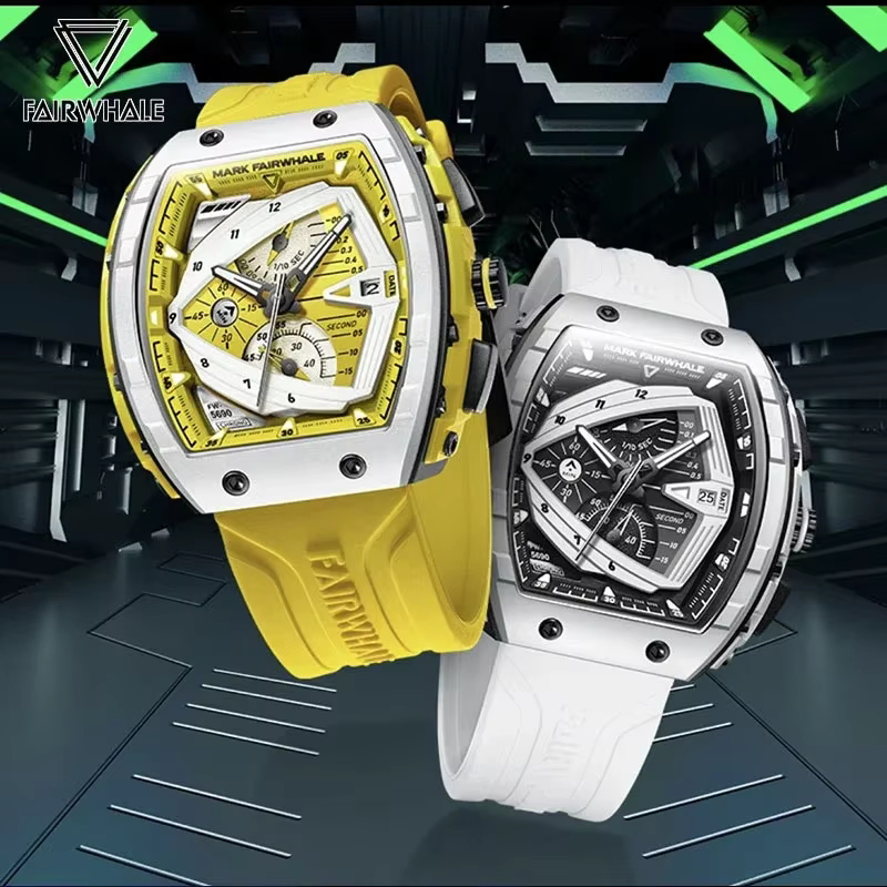 Mark Fairwhale 5690 hommes multi fonctionnel étanche sport bracelet en Silicone calendrier Date montre haut de gamme montres à Quartz pour homme