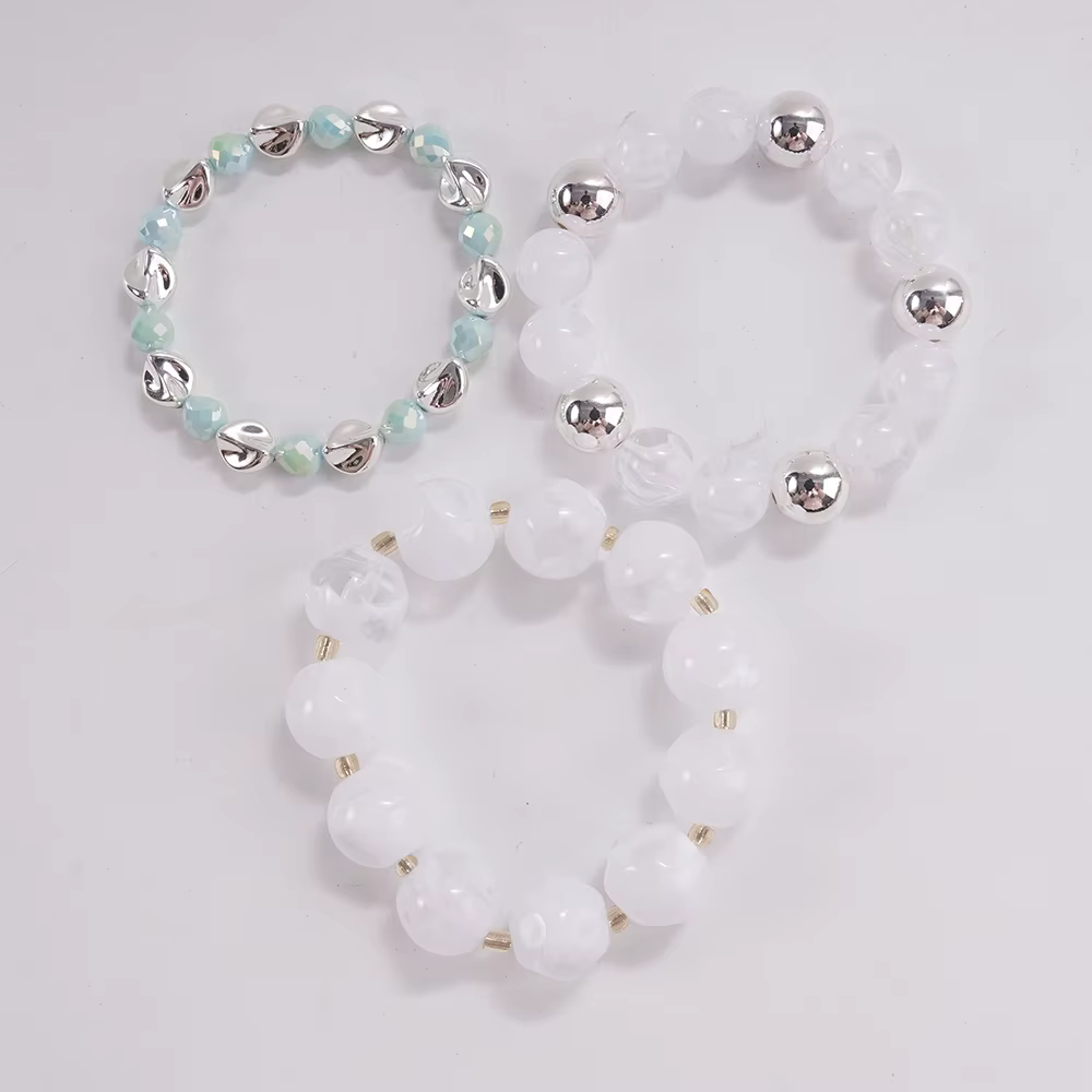 Ensemble de 3 Bracelets Perles Orange Vif – Bijoux Audacieux et Empilables pour Tenues Élégantes et Rendez-vous Décontractés