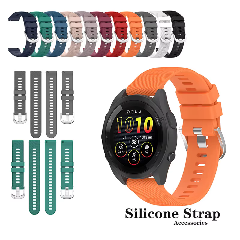 Bracelet de remplacement sport en silicone pour Garmin Forerunner 55 158 245 645 165 570 42mm 47mm 970 255 265 255s 265s 18 20 22mm