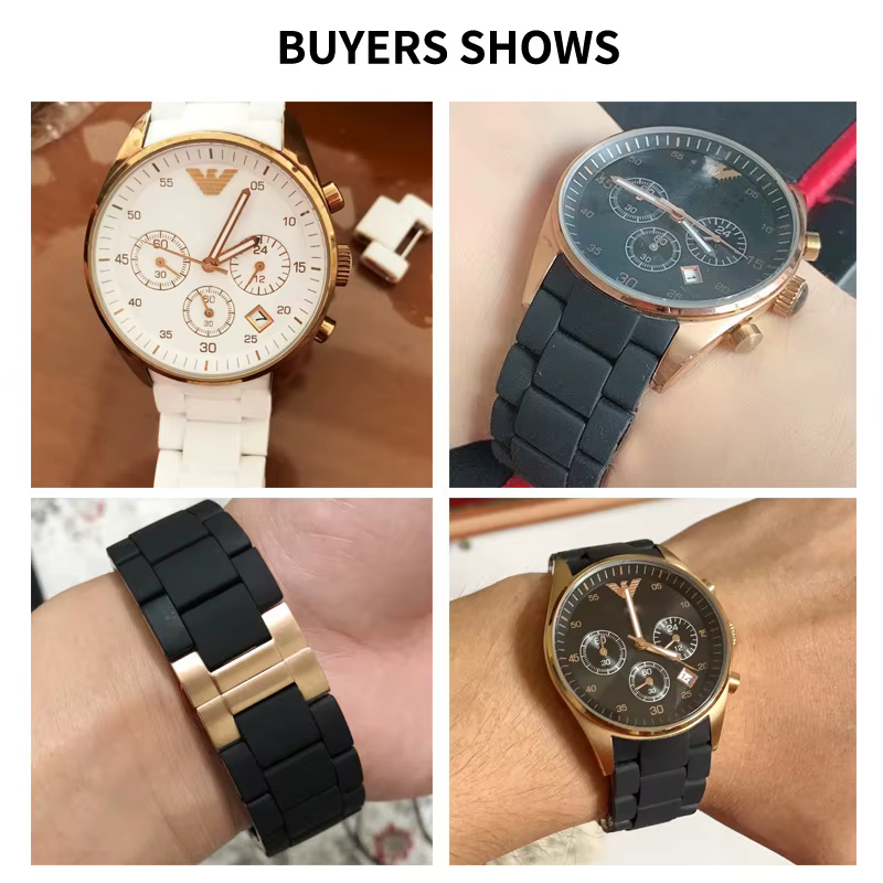 Pour Emporio Armani AR5890 5891 5906 5905 Bracelet de montre en Silicone solide en acier inoxydable liens