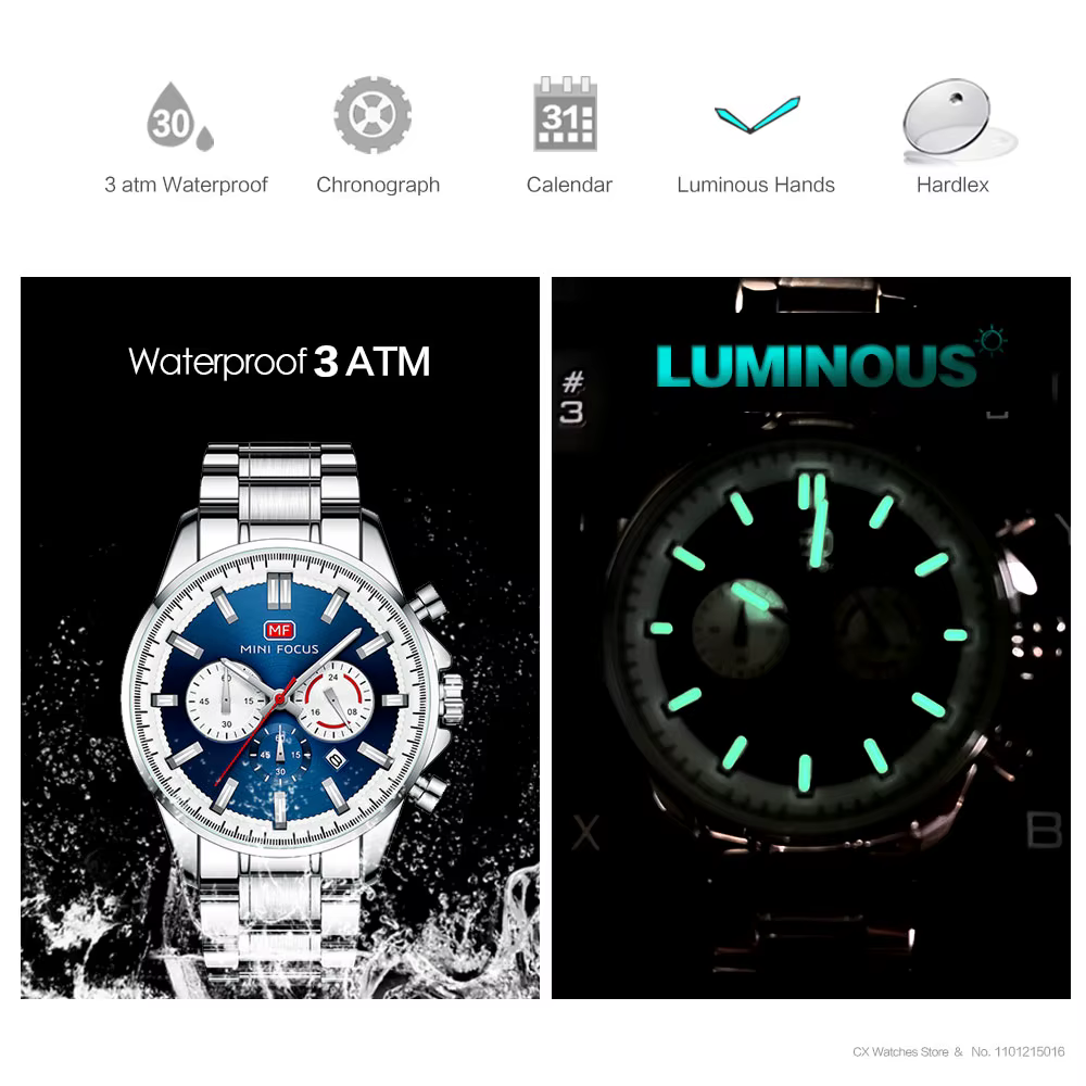 MINI FOCUS-Montre-bracelet chronographe à quartz pour homme