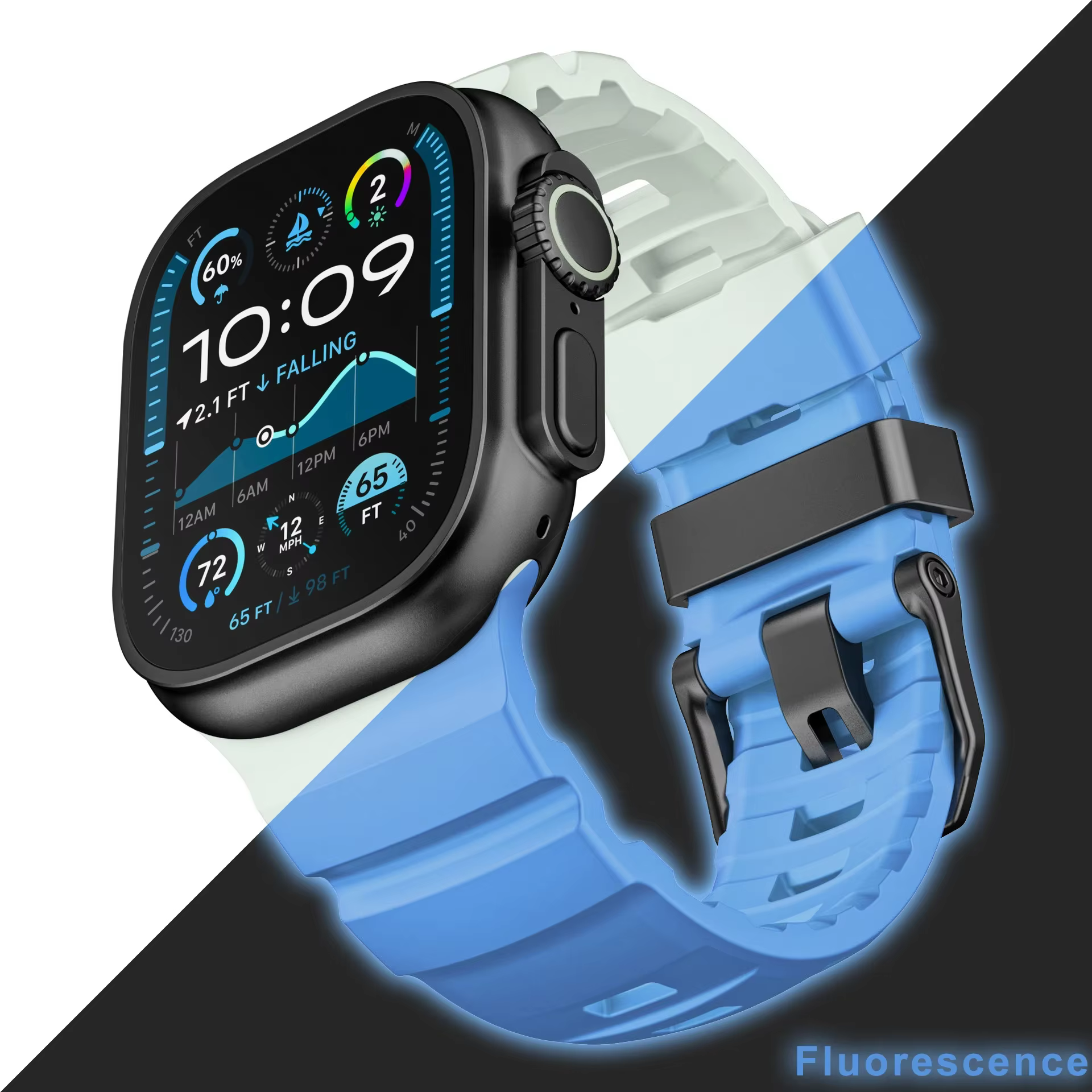Bracelet en Silicone fluorescent pour Apple Watch Ultra 2 49mm série 10 46mm 9 8 7 45mm