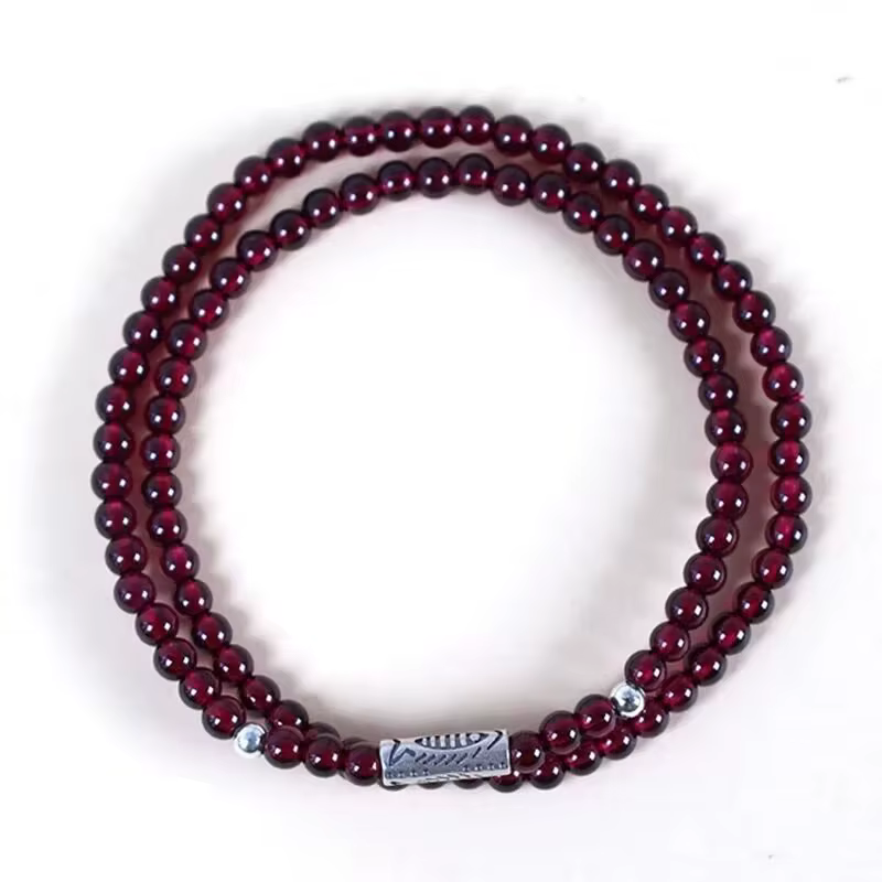 Bracelets en grenat naturel pour femmes, rouge bordeaux, double ou triple rang, en argent 925, multi-brins, cadeaux 2026