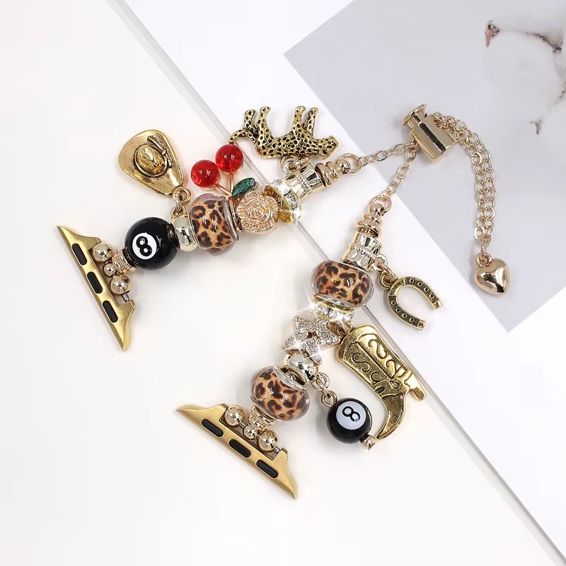 Bracelet perlé imprimé léopard pour Apple Watch (40mm