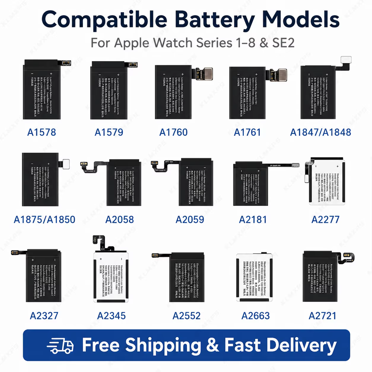 Batterie de remplacement pour Apple Watch Series 1/2/3/4/5 SE2 38/40/42/44/45MM iWatch