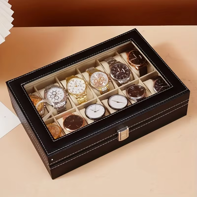 Nouvelle Boîte de Rangement de Luxe 2026 pour 12 Montres avec Serrure Sécurisée