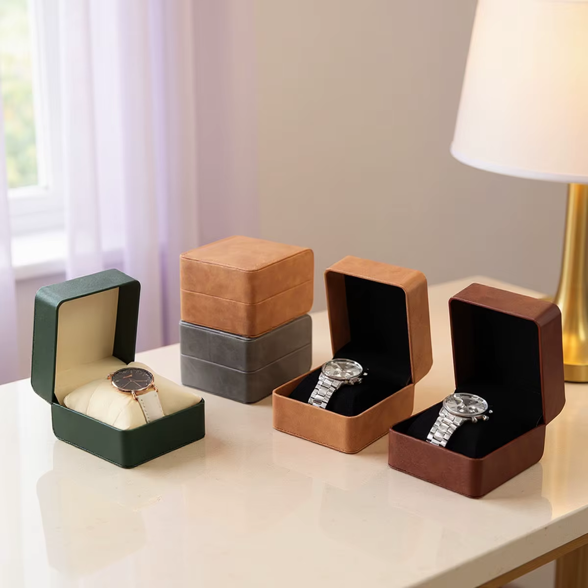 Boîte à montre simple en cuir de luxe
