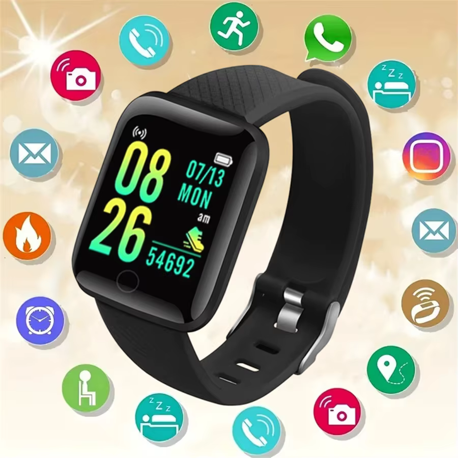Montre intelligente Sport bracelet Fitness surveillance piste fréquence cardiaque appel et Message rappeler hommes Smartwatch femme 116 Plus horloge D13
