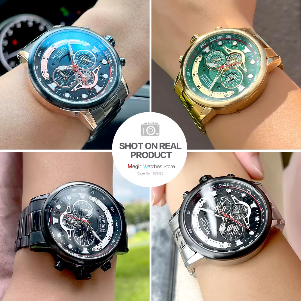 Montre à Quartz en Acier Inoxydable pour Homme