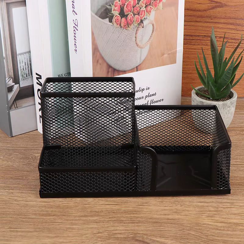 Support de rangement pour crayons, boîte de rangement, accessoires de bureau, ornement de bureau, organisateur de papeterie, porte-stylo créatif en métal