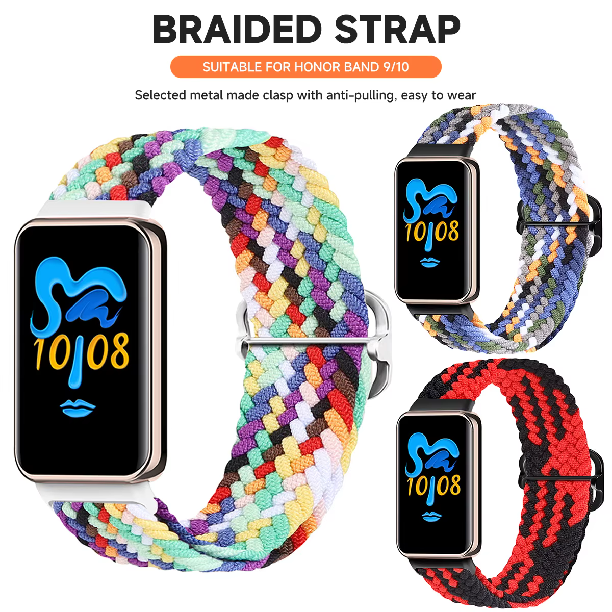 Bracelet élastique en nylon tressé pour bracelet Honor Band 10