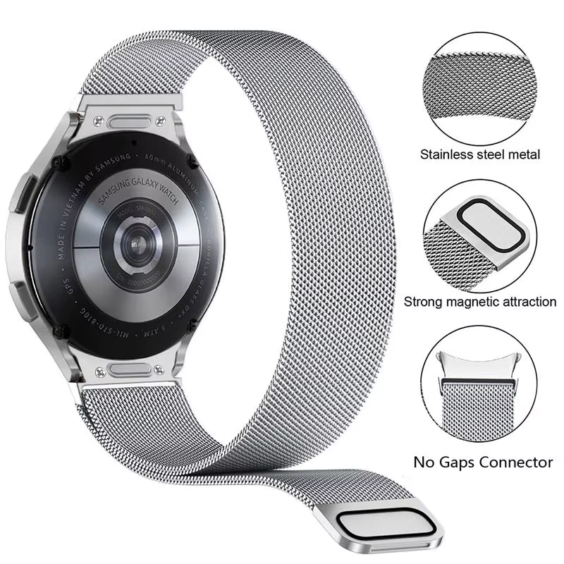 Bracelet à boucle milanaise pour Samsung Galaxy Watch 7 6 5 4 40mm 44mm 5 pro