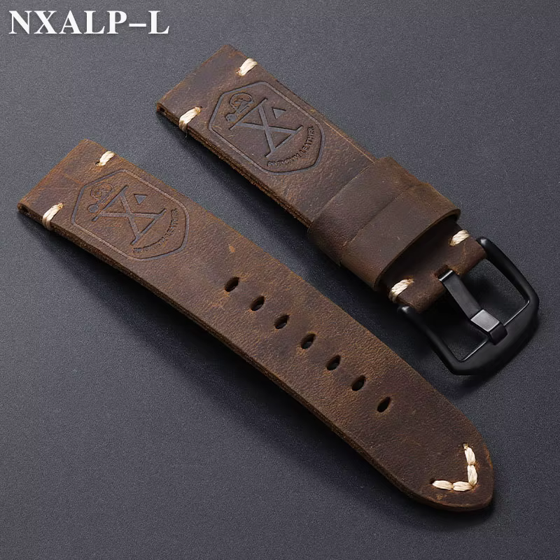 Bracelet de montre en cuir de vache première couche fait à la main
