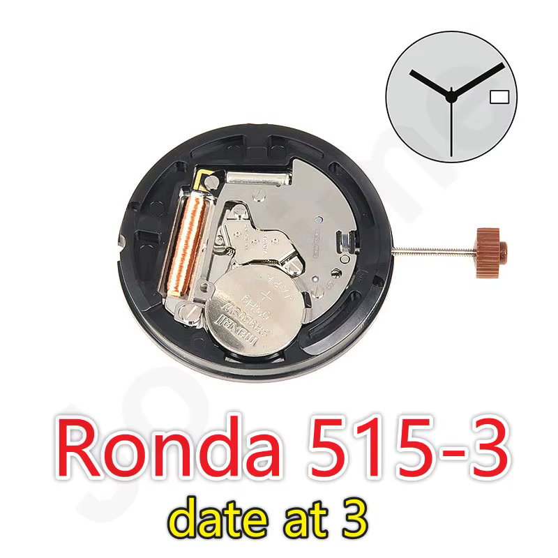 Ronda 515 mouvement suisse 515-3 Normtech 3 mains