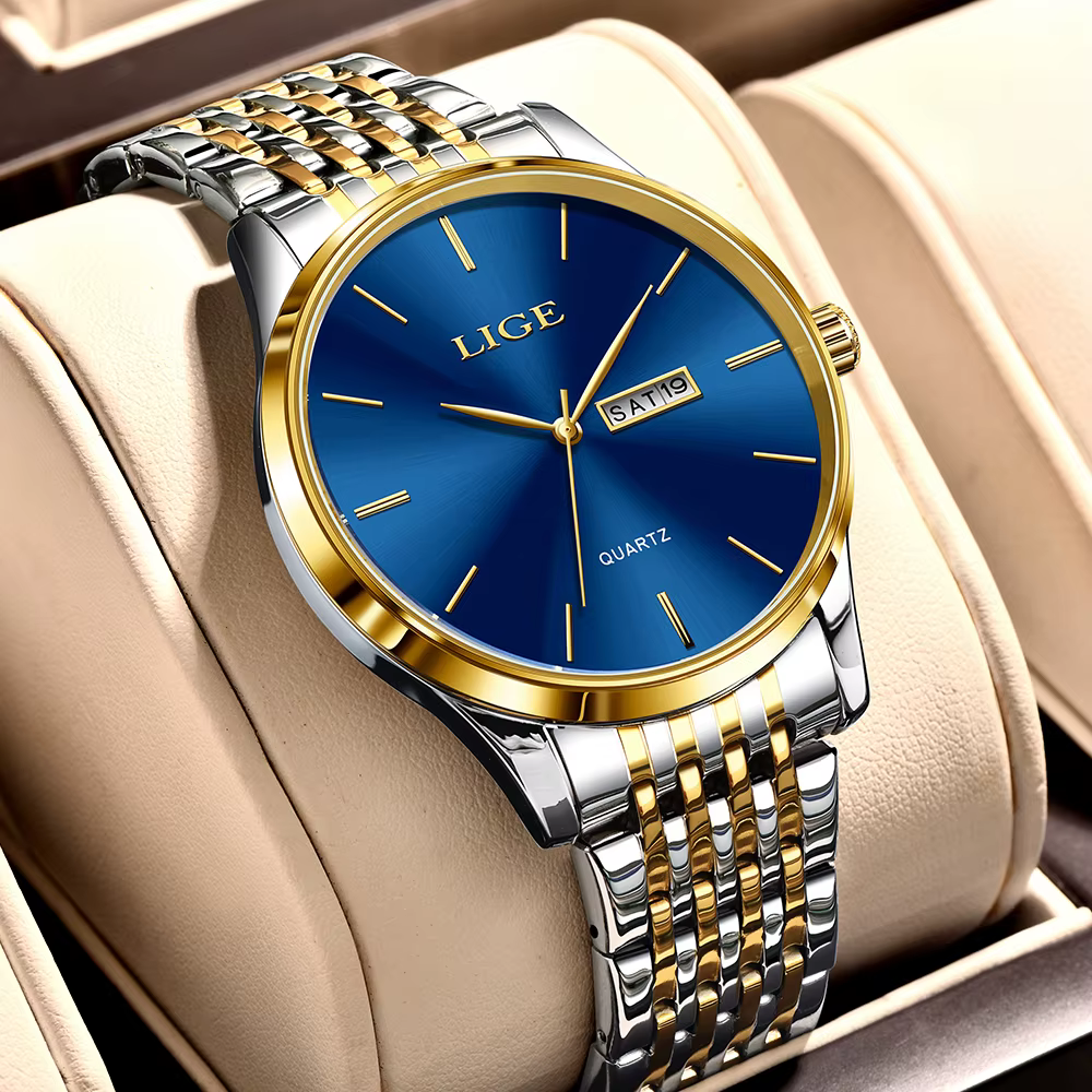 2025 LIGE hommes montres d'affaires haut de gamme de luxe homme montre-bracelet étanche lumineux Date semaine Quartz