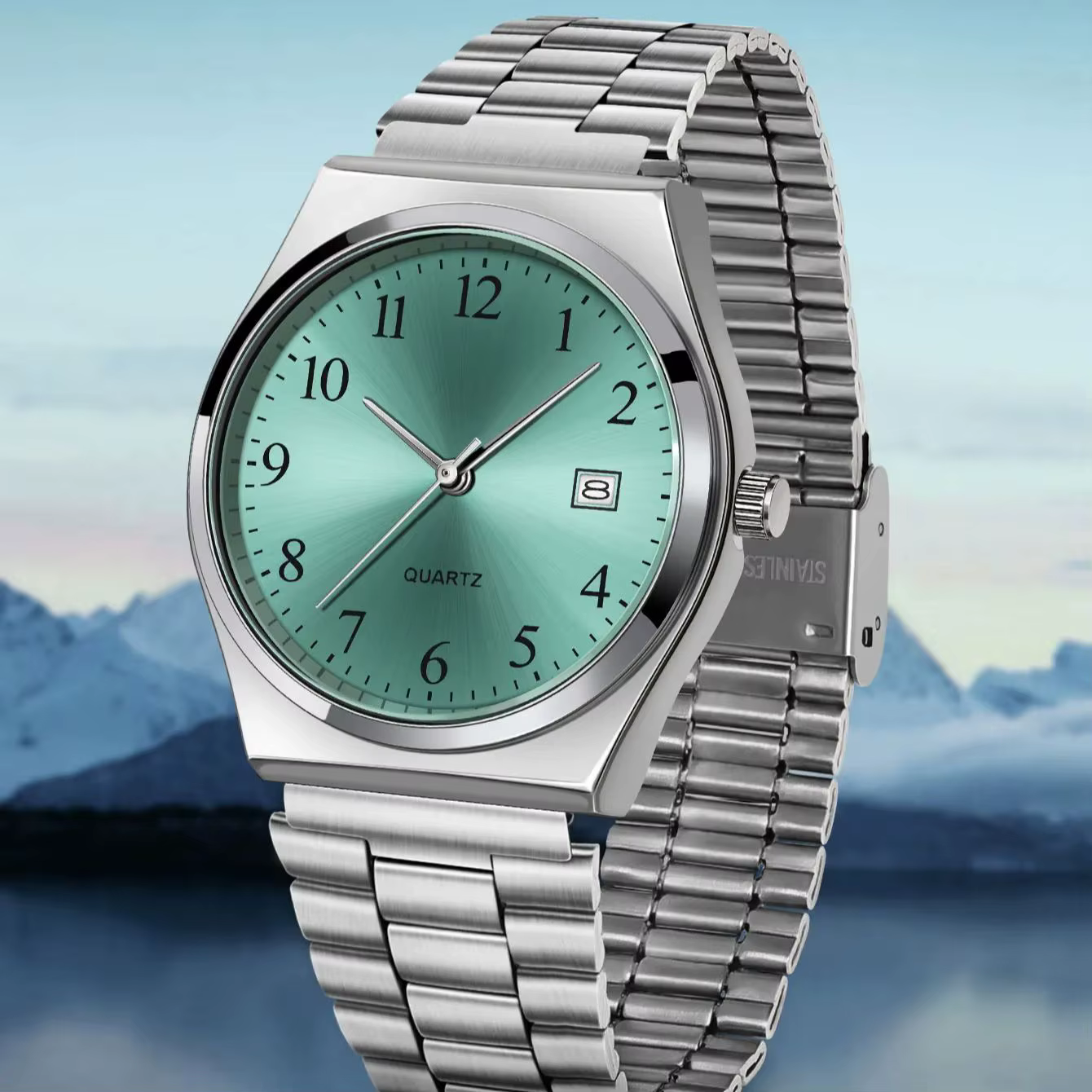LUCKY FOX – Montre-bracelet élégante et minimaliste en acier inoxydable avec cadran noir – Cronométrage précis pour tous les jours