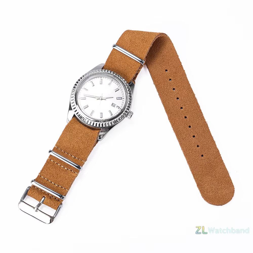 Bracelet de montre en cuir véritable suédé souple vintage 18/20/22/24 mm pour Seiko