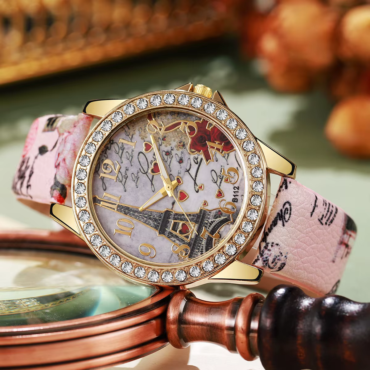 Mode fleurs femmes montres dames bracelet en cuir analogique montre à Quartz Reloj Mujer filles horloge cadeau
