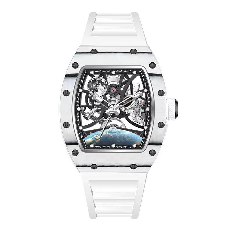 Montre automatique pour hommes de haute qualité avec bracelet en silicone de sport élégant montres mécaniques étanches 5 ATM pour les styles de vie actifs