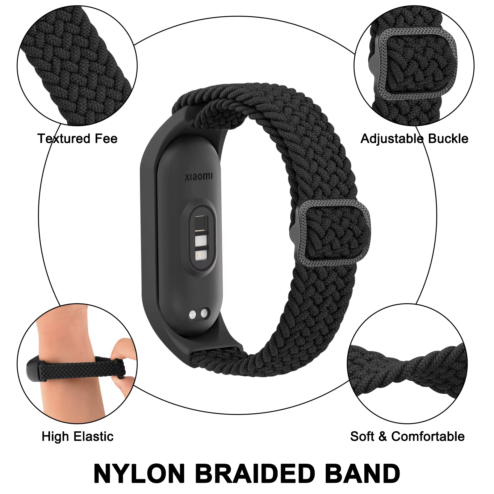 Bracelet de montre tressé pour Xiaomi Mi Band 7 6 5 4 3, bracelet élastique réglable pour Amazfit Band 5, Bracelet de remplacement