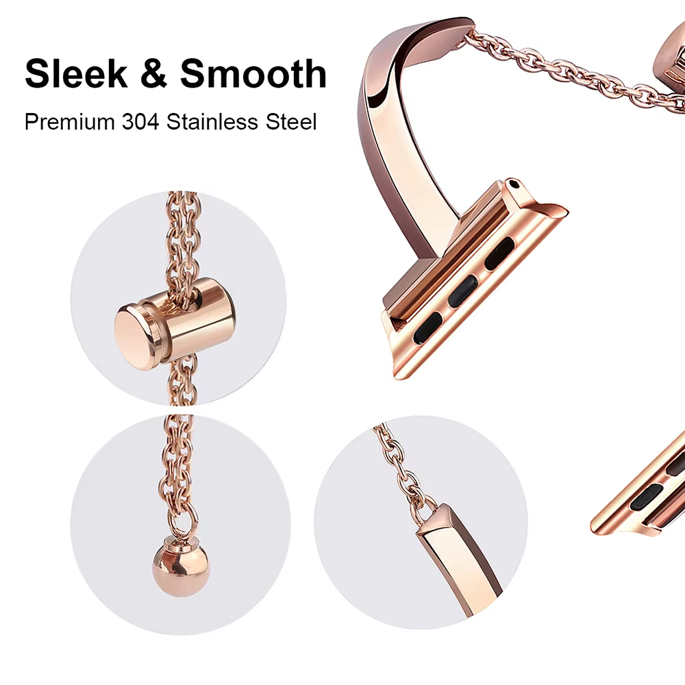 Bracelet à maillons en acier inoxydable pour Bracelet de montre Apple 6 7 8 SE 40mm 44mm 45mm 41mm 49mm, Bracelet mince pour femmes pour iWatch 5 4, accessoires
