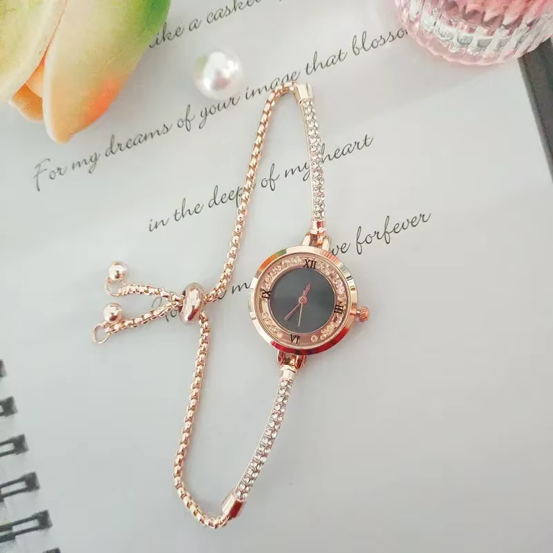 Montre de luxe pour femmes, bracelet fin en or, pour dames, horloge