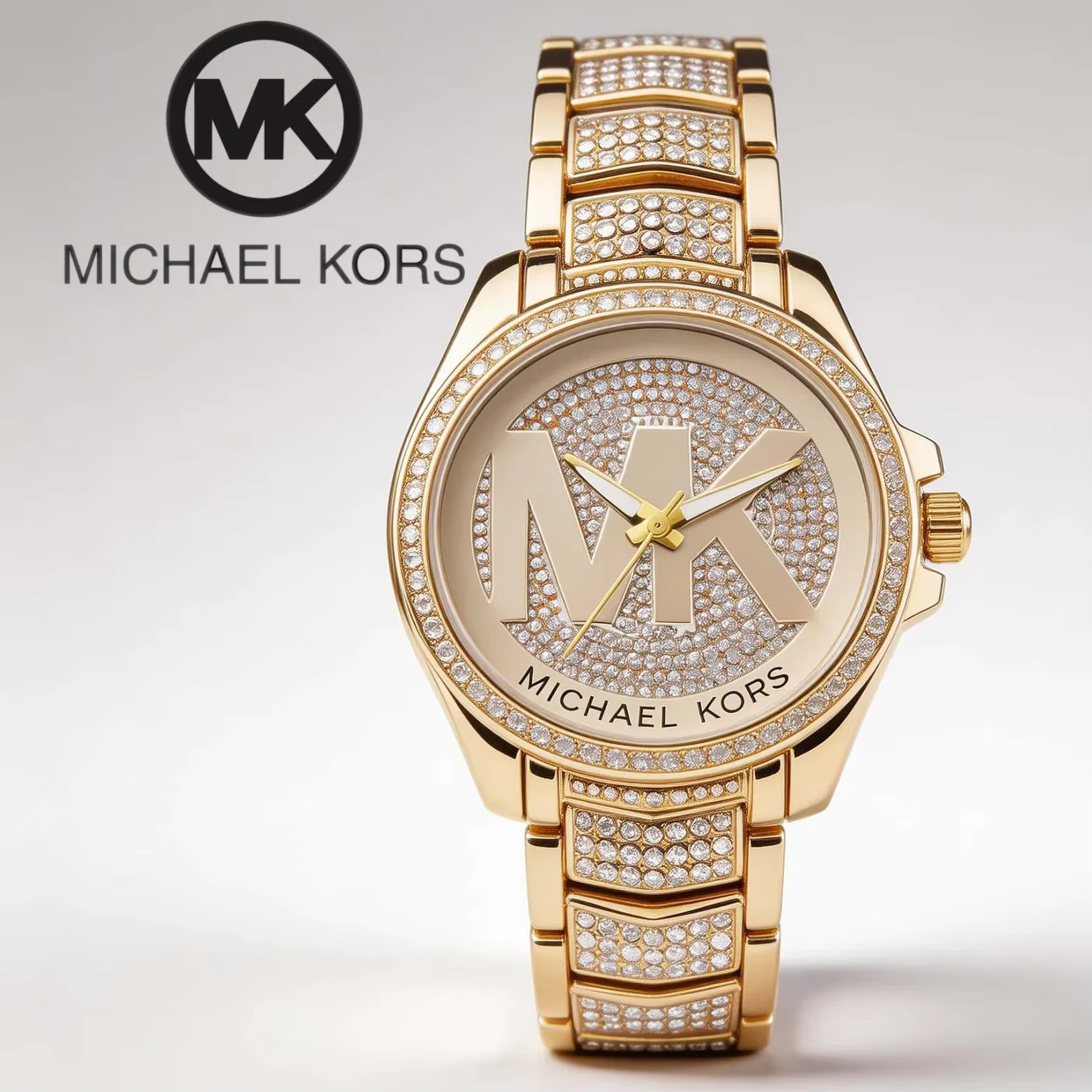 Michael Kors 2026 Sac à main de luxe pour femme, montre-bracelet en alliage haut de gamme, sertie de diamants, style féminin