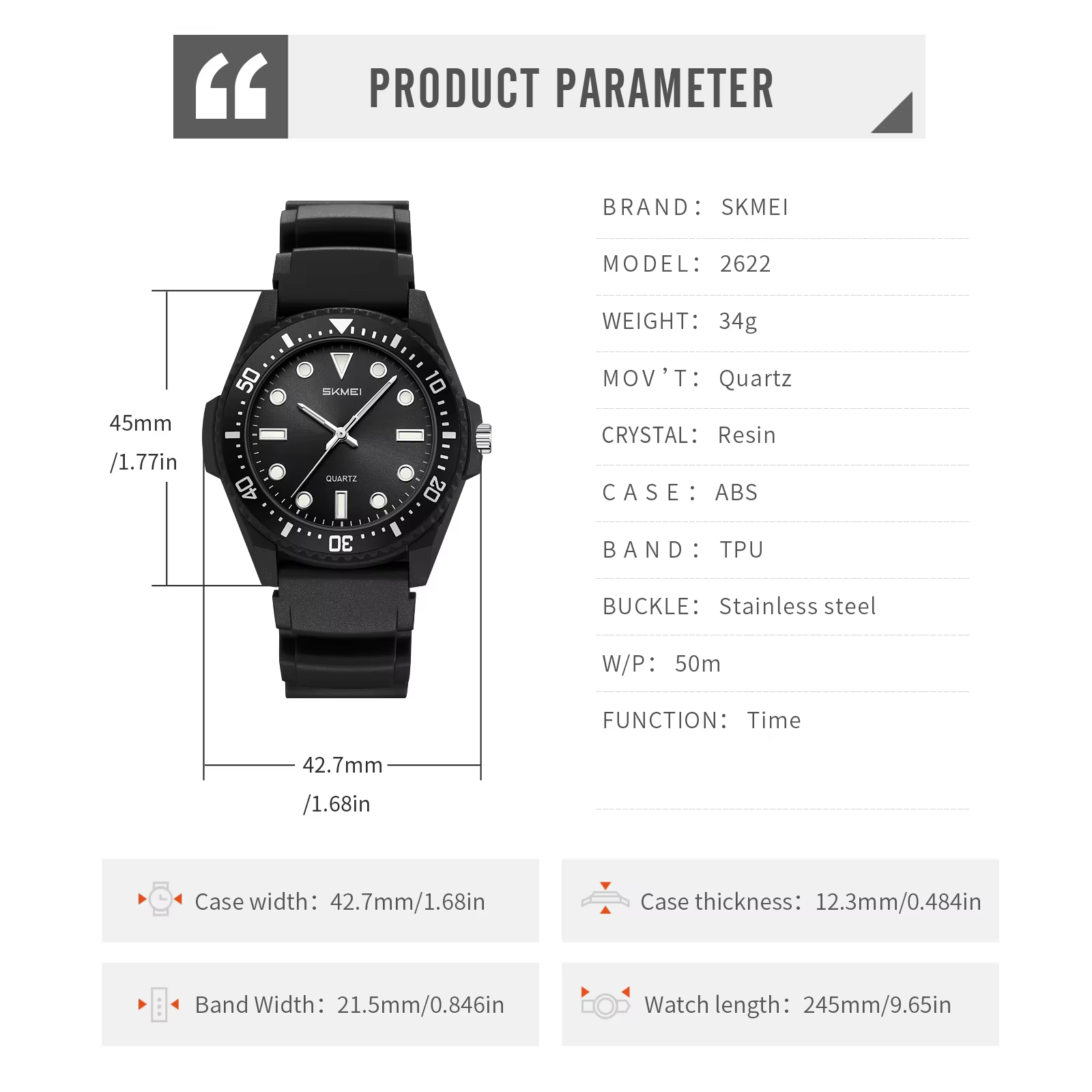 Montre à quartz SKMEI 2622