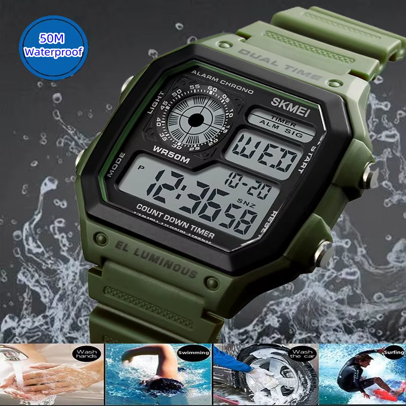 Montres-bracelets numériques étanches pour hommes