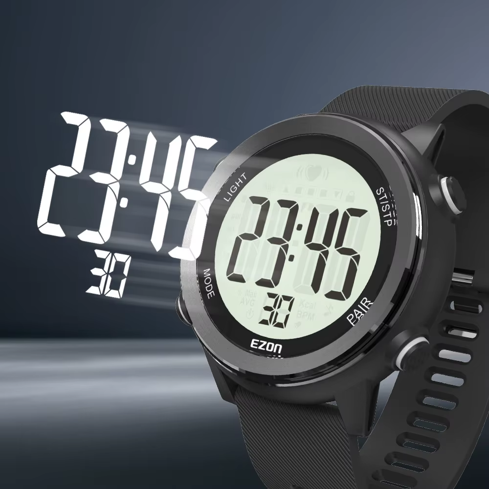 Montre de sport sans fil avec sangle de poitrine pour homme et femme