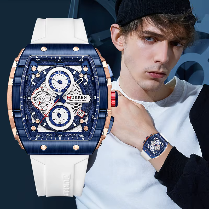 CURREN Top marque hommes montres de luxe carré Quartz montre-bracelet étanche lumineux chronographe montre
