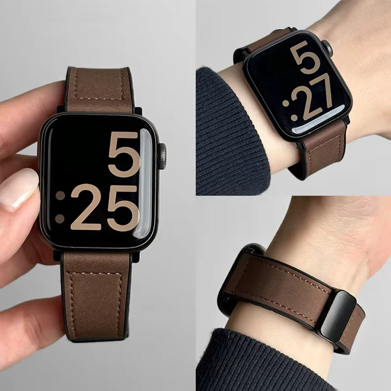 Bracelet en cuir et Silicone pour Apple Watch
