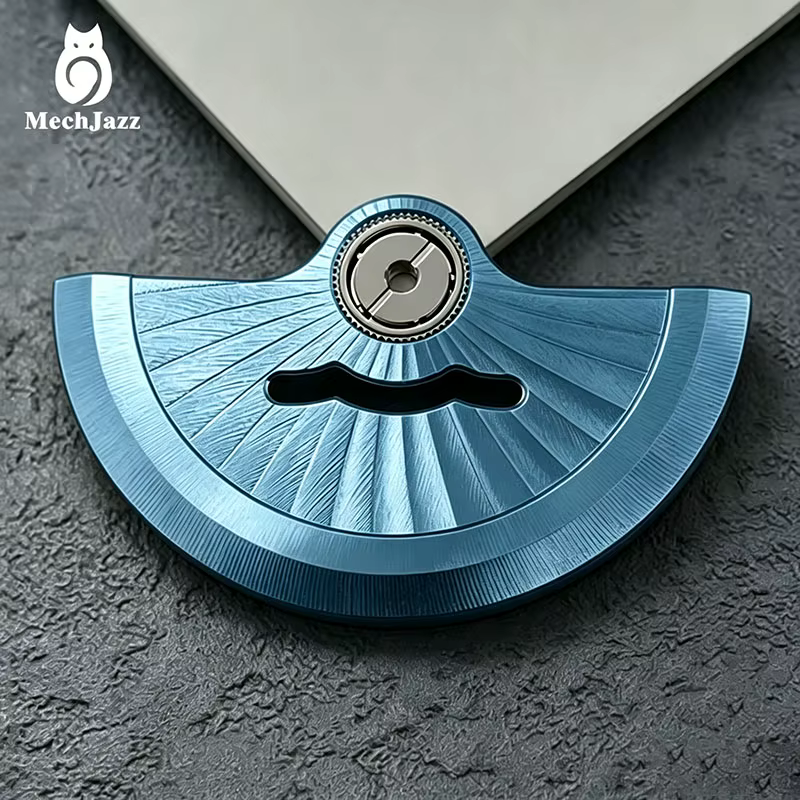 Rotor de montre à motif éventail guilloché
