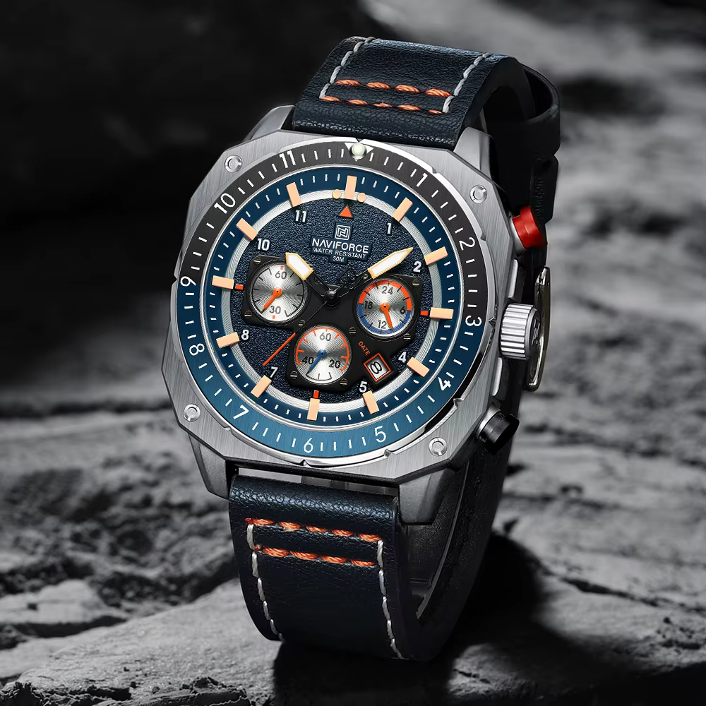 NAVIFORCE Top marque montre de luxe mode Quartz montre-bracelet pour hommes Relogio Masculino bracelet en cuir multifonctionnel homme montres