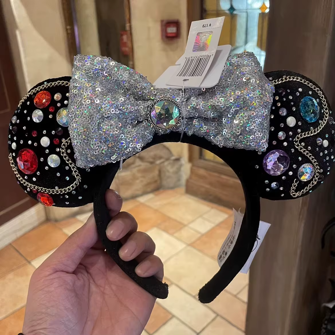 Bandeaux Disney Mickey Mouse avec nœud à paillettes, Shanghai Disneyland, nouveaux Pirates des Caraïbes, bandeau Minnie, accessoire pour cheveux, épingle à cheveux