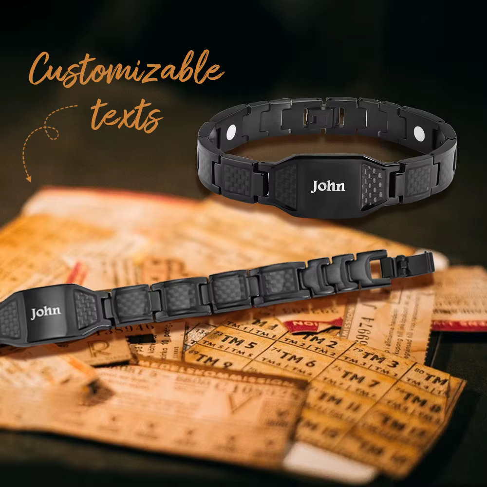 Bracelet de thérapie magnétique avec Photo personnalisée pour papa, en Fiber de carbone, cadeau de soins de santé pour lui, cadeau de fête des pères