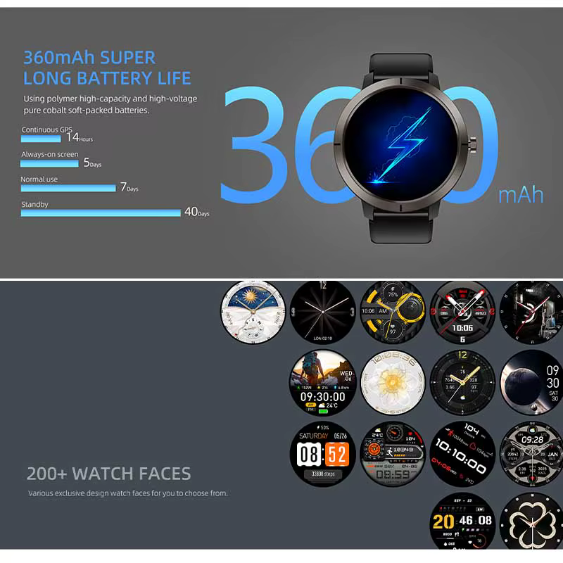 Montre connectée GPS 2026 AMOLED 1.32 HD avec appels Bluetooth, étanche 5ATM, 170 modes sportifs, batterie grande capacité 360mAh, bracelet remplaçable