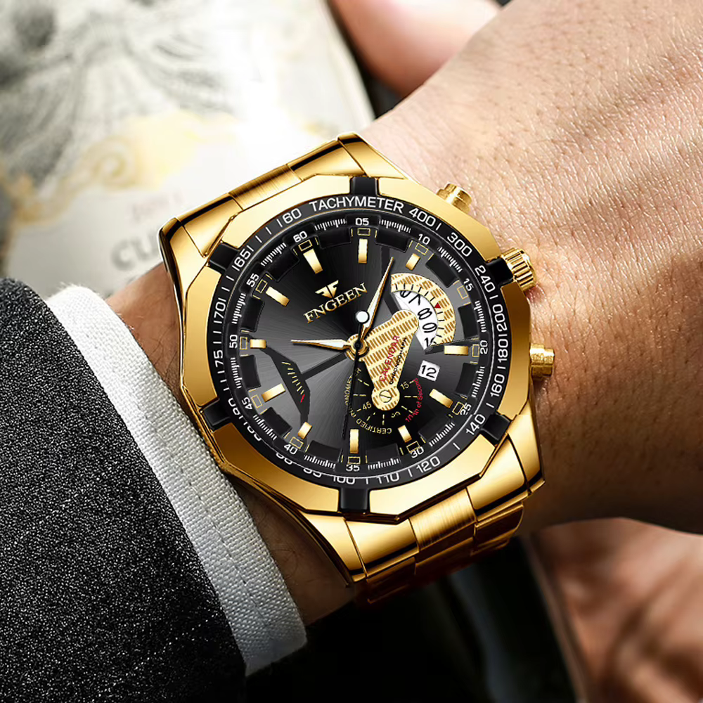 FNGEEN hommes montres à Quartz Concept de mode cadran décoratif décontracté militaire sport montre-bracelet étanche