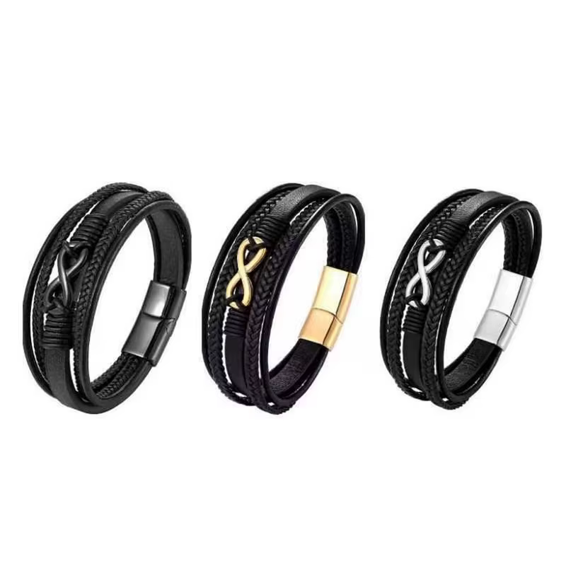 Bracelet en cuir multicouche pour homme