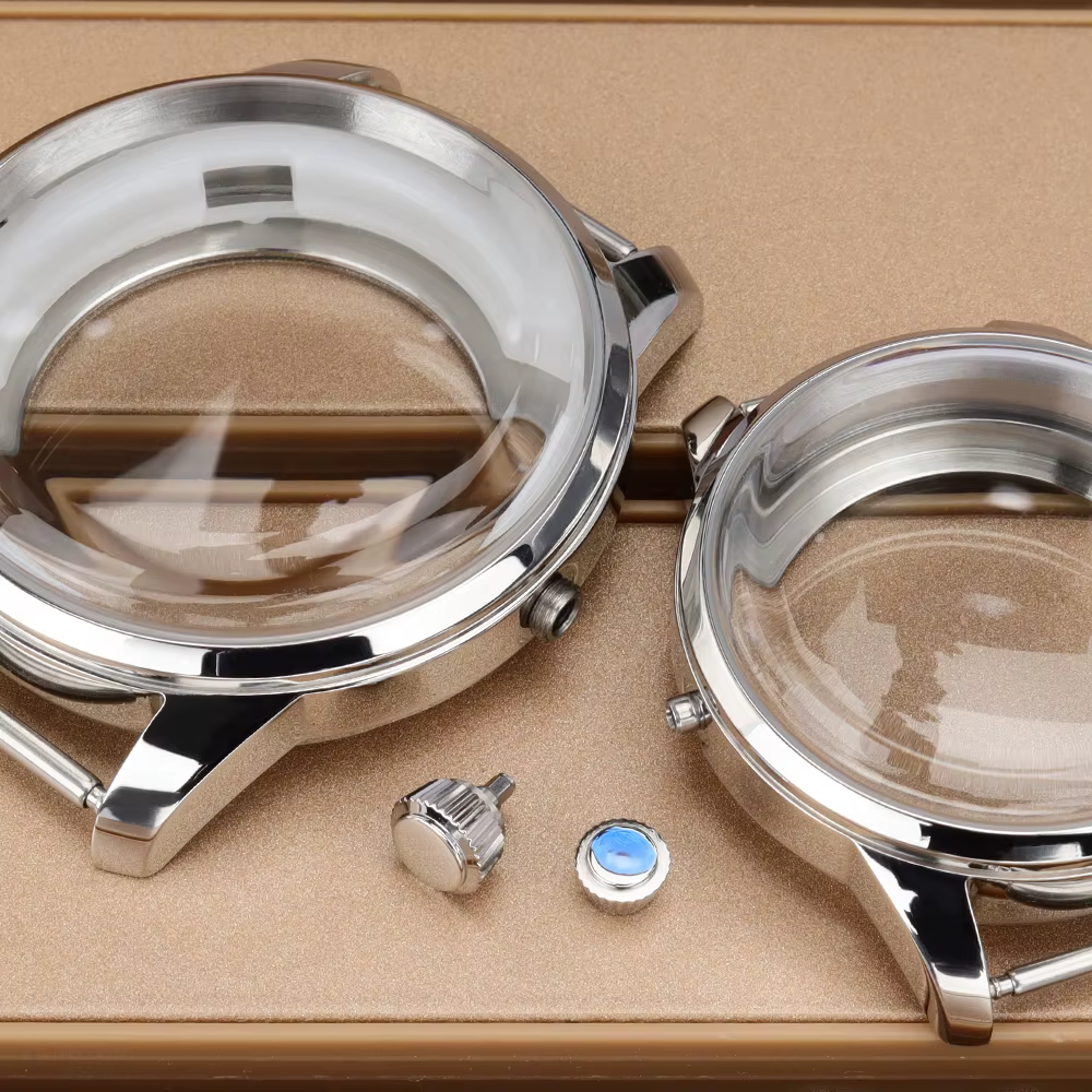 Boîtier de montre argenté 33MM/40MM avec verre bombé pour mouvements Seiko NH35 NH34 NH38