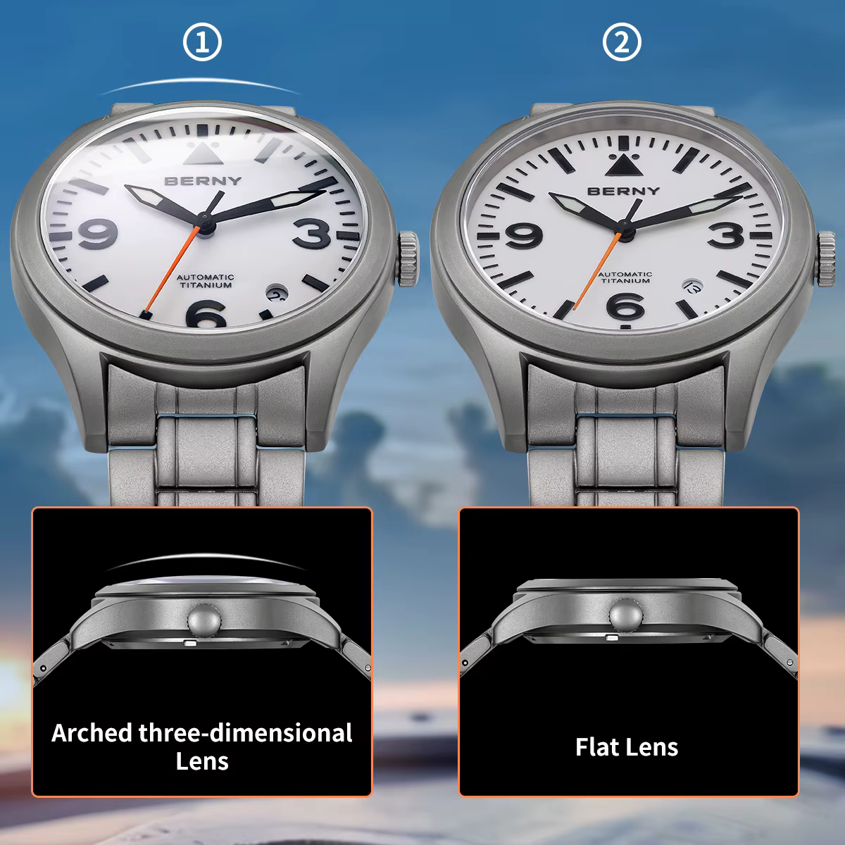 Montre mécanique en titane pour hommes BERNY Aviation