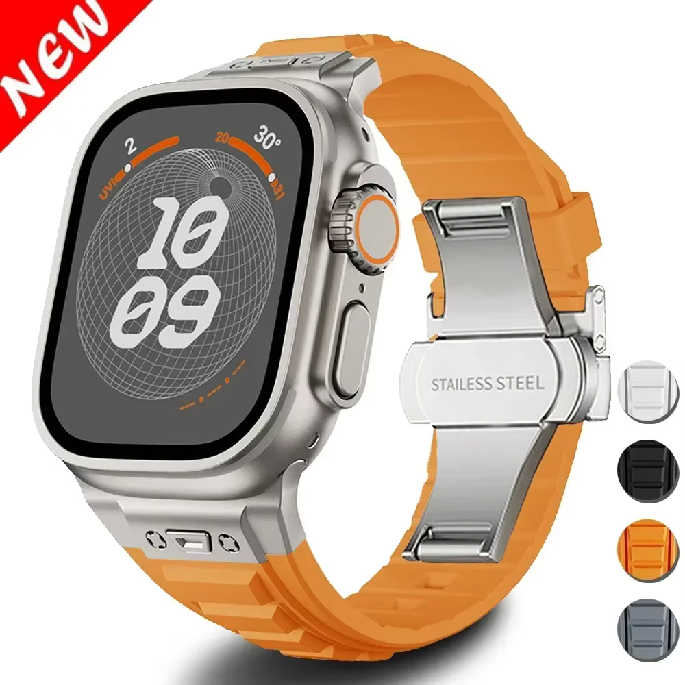 Bracelet sport en silicone orange pour Apple Watch
