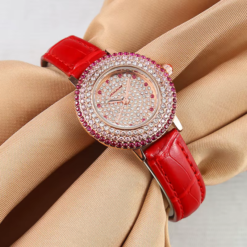 AdrenPalace-Montre à quartz en cuir véritable pour femme