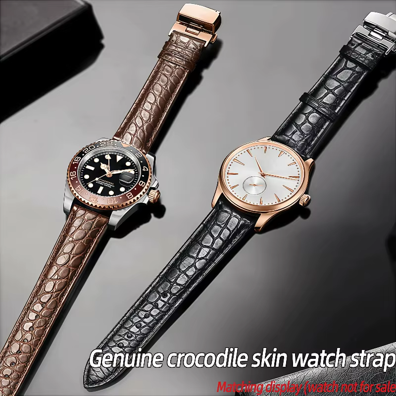 Bracelet de montre en cuir de crocodile pour Rolex SEIKO Citizen CARTIER Tank CLÉ
