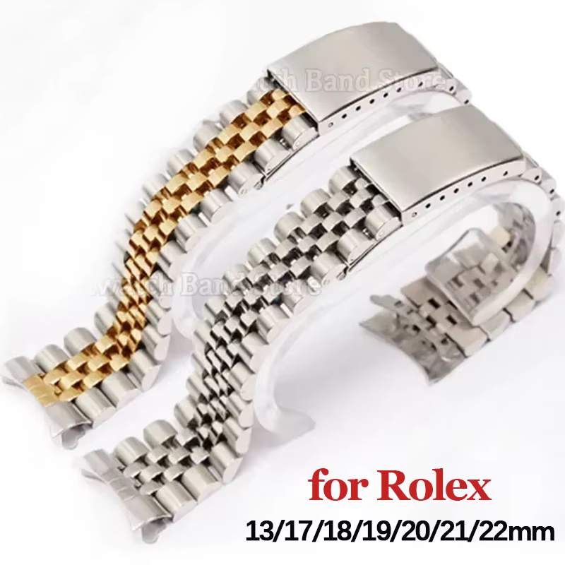 Bracelet de montre en métal à extrémité incurvée, 13/17/18/2/21/22mm, pour Rolex DATEJUST, boucle pliable en acier inoxydable solide pour Bracelet de luxe jubilé