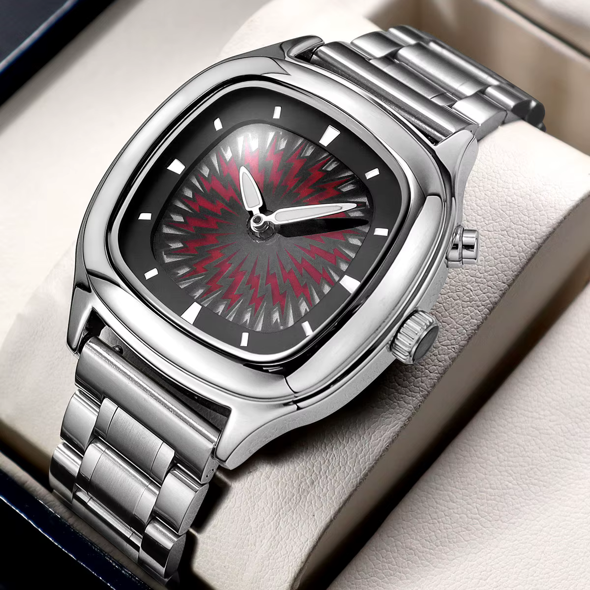 Montre rétro Millenium pour homme avec cadran flamboyant dynamique