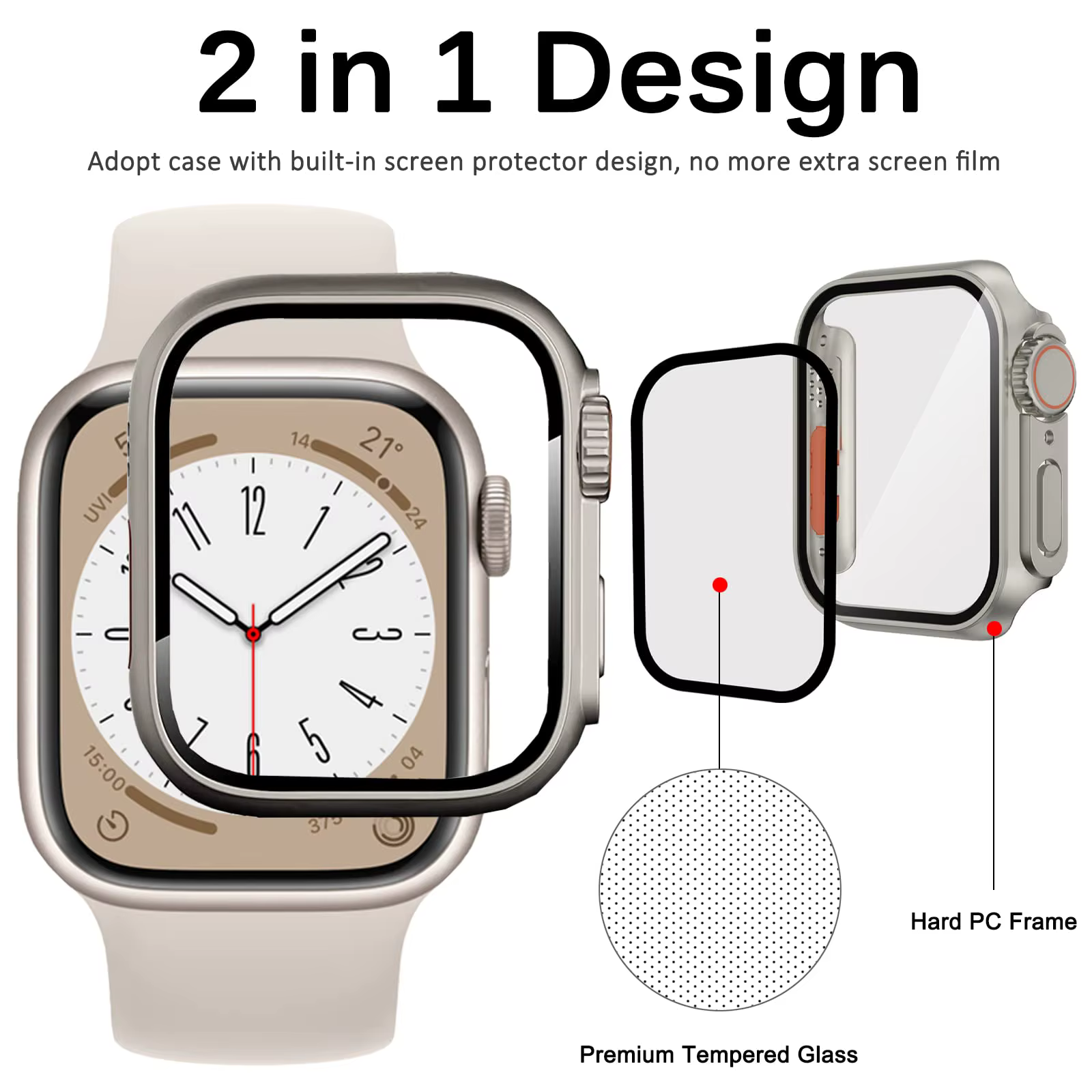 Verre + boîtier pour Apple Watch 44mm 45mm 41mm 40mm 42mm 38mm couvercle de protection d'écran changement Ultra pare-chocs iWatch série 9 8 7 SE 6 5 4