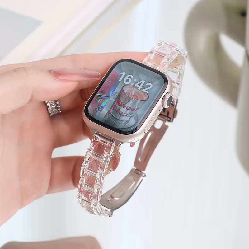 Bracelet transparent arc-en-ciel pour Apple Watch série 10 9 8 7 se 6 5 4 3